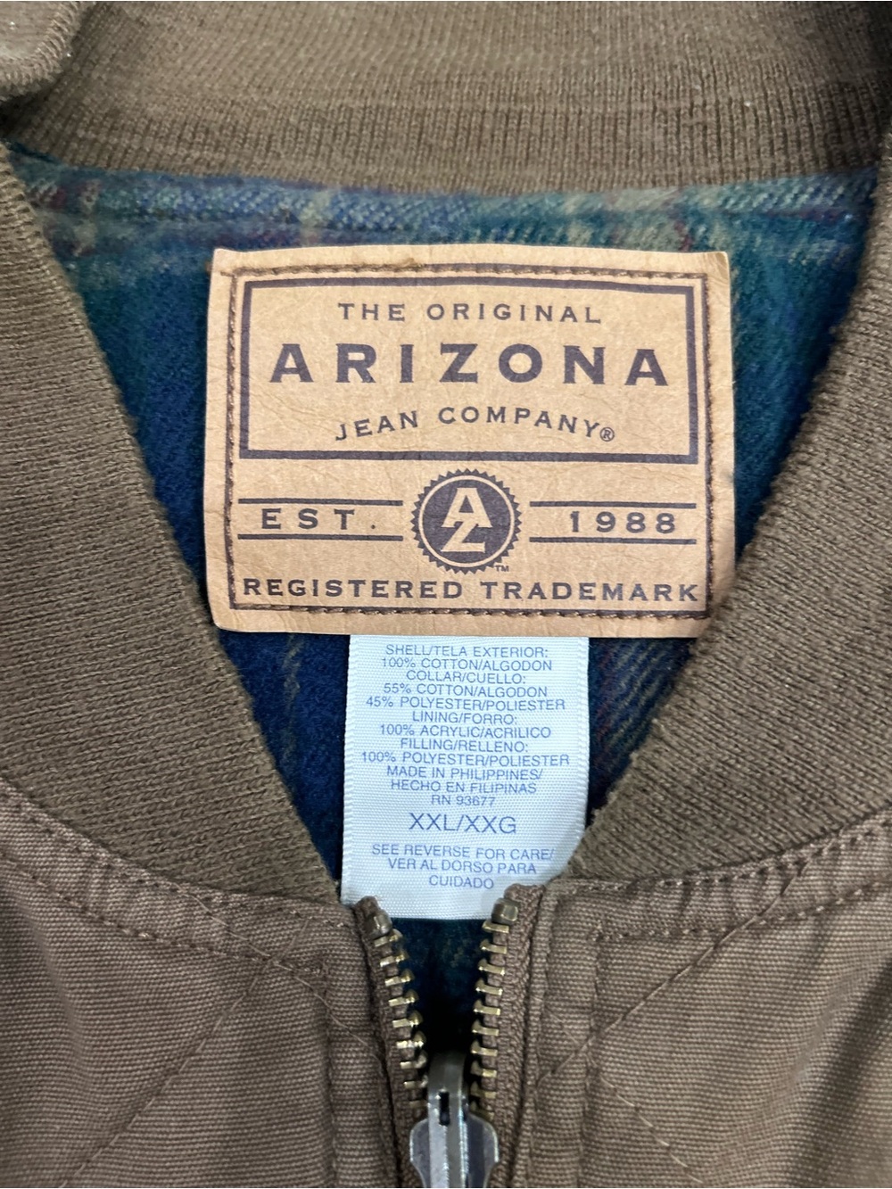 Arizona Jeans Co Men’s XXL Quilted Flannel Lined Vest w/ Pockets - Brown - Picture 3 of 5